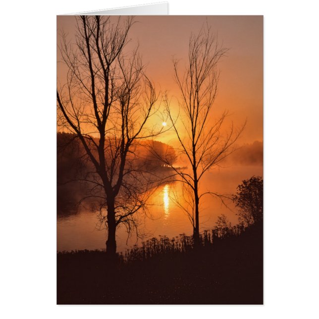 USA, New England, Maine. Hösten Soluppgång Hälsningskort (Framsidan)