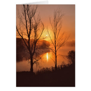USA, New England, Maine. Höstsoluppgång Hälsningskort