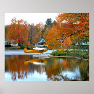 USA, New England, New Hampshire. Flygplan med flot Poster