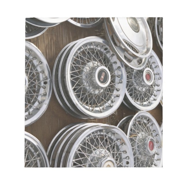 USA, New mexico, Prewitt: Auto Hubcap / Rt. 66 Anteckningsblock (Framsida)