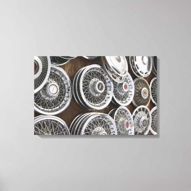 USA, New mexico, Prewitt: Auto Hubcap / Rt. 66 Canvastryck (Framsida)