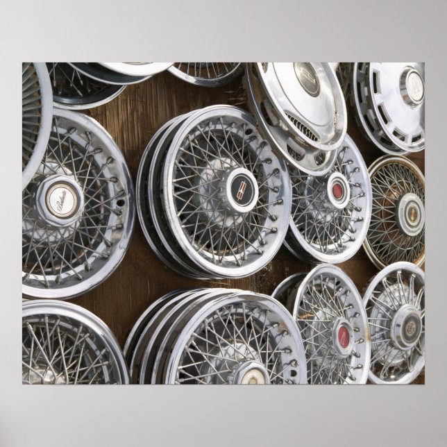 USA, New mexico, Prewitt: Auto Hubcap / Rt. 66 Poster (Framsidan)