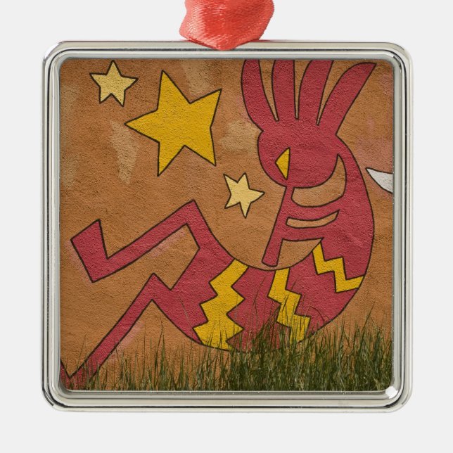 USA, New mexico, Santa Fe. En mur av en Julgransprydnad Metall (Framsidan)