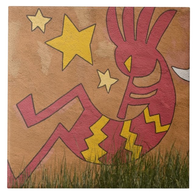 USA, New mexico, Santa Fe. En mur av en Kakelplatta (Framsidan)