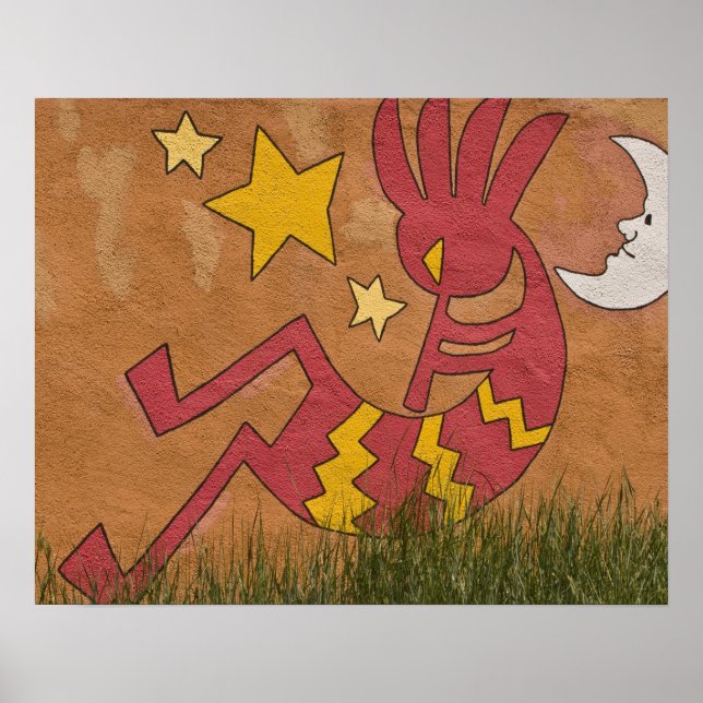 USA, New mexico, Santa Fe. Väggmur av en Poster (Framsidan)