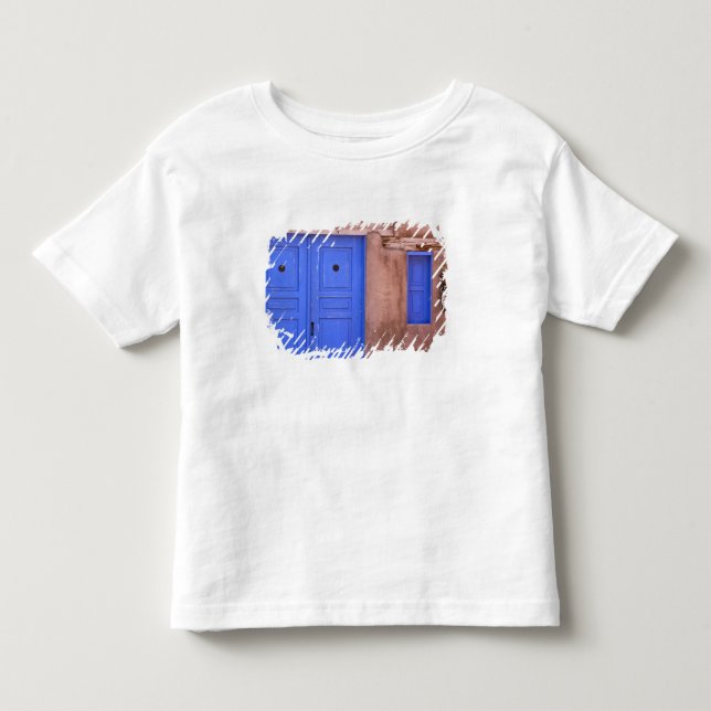 USA, New mexico, Santa Fe. Visa blå dörr och T Shirt (Framsida)