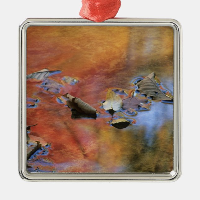 USA, New York, Adirondacks, Fallen Löv in Julgransprydnad Metall (Framsidan)