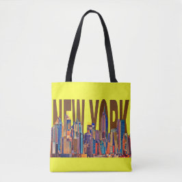 USA New York City Manhattan Siluett Totebag Tygkasse