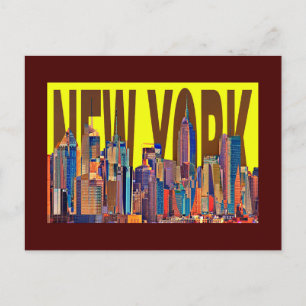 USA New York City Manhattan Siluett Vykort