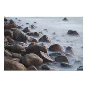 USA, New York, East Hampton. Havsvågor vid Fototryck
