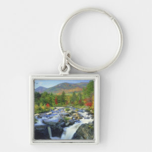 USA, New York. En vattenfall i Adirondack Fyrkantig Silverfärgad Nyckelring