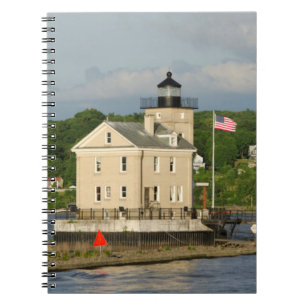 USA, New York, Kingston, Hudsonfloden. Rondout Anteckningsbok Med Spiral