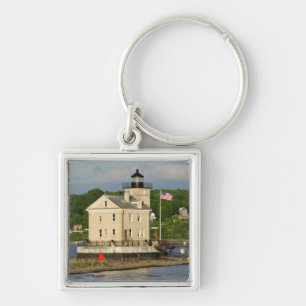 USA, New York, Kingston, Hudsonfloden. Rondout Fyrkantig Silverfärgad Nyckelring