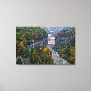 USA, New York, Letchworth State Park. Flod och Canvastryck
