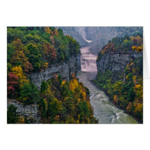USA, New York, Letchworth State Park. Flod och Hälsningskort