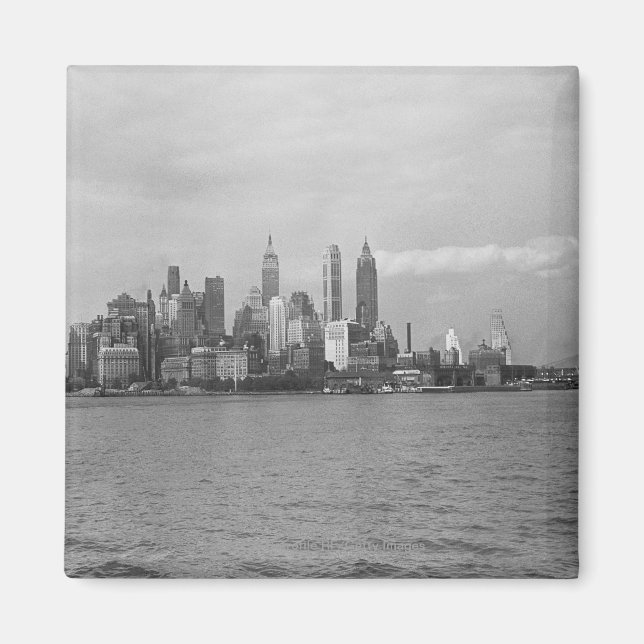 USA New York Manhattan-skyline B&W Magnet (Framsidan)