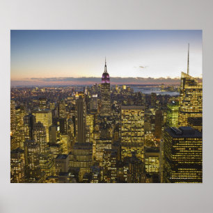USA, New York, New York City, Cityscape i skymning Poster