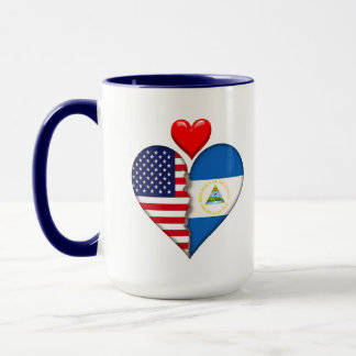 USA Nicaragua Hjärtflaggor Hispanic Heritage Mugg