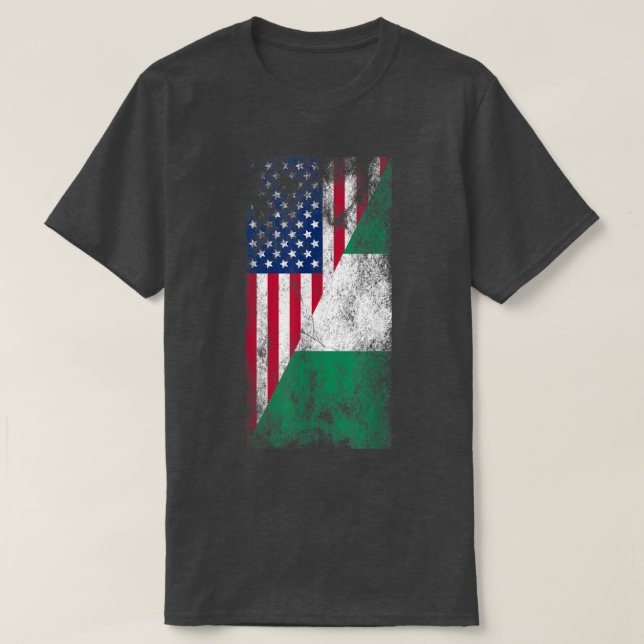 USA Nigeria FlagsUnited States of America, Nigeria T Shirt (Design framsida)