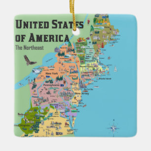 USA norr östlig karta Julgransprydnad Keramik