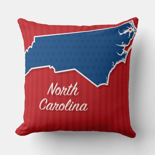 USA North Carolina State Stars och stripes Karta Kudde (Framsida)