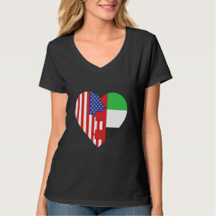 USA och Arabiska Emiratens flaggor Hjärta T Shirt