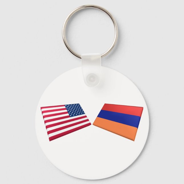 USA och Armenien Flaggor Nyckelring (Framsida)