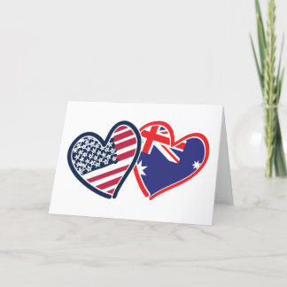 USA och Australien Flagga Hearts Tack Kort