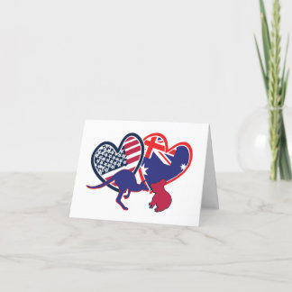 USA och Australien Flagga Hearts Tack Kort