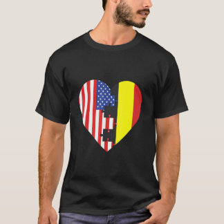 USA och Belgien Flaggor Heart T Shirt