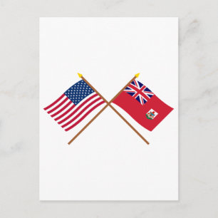 USA och Bermuda-korsade flaggor Vykort