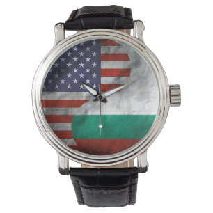 USA och Bulgarien Dual Flagga Yin Yang Bröllop Gi Armbandsur