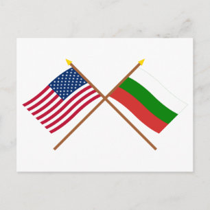 USA och Bulgariens flaggor i kors Vykort