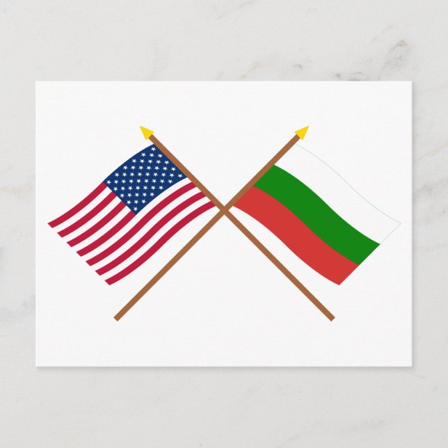 USA och Bulgariens flaggor i kors Vykort (Framsida)