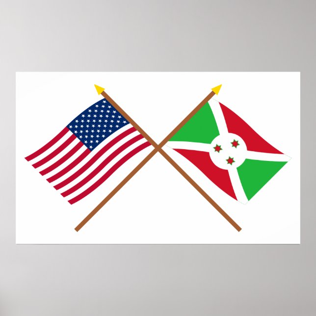 USA och Burundi Crossed Flaggor Poster (Framsidan)