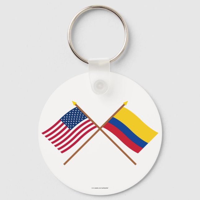 USA och Colombia Crossed Flaggor Nyckelring (Framsida)