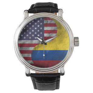 USA och Colombia Dual Flagga Yin Yang Bröllop Gift Armbandsur