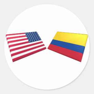 USA och Colombia Flaggor Runt Klistermärke