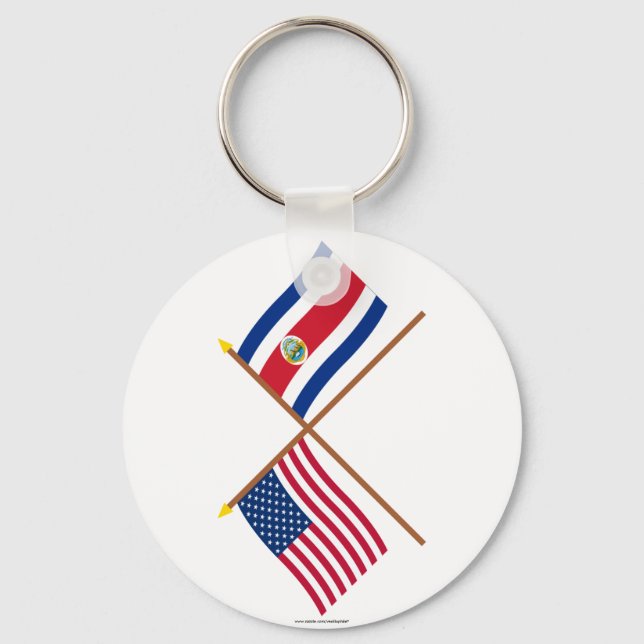 USA och Costa Rica Crossed Flaggor Nyckelring (Framsida)
