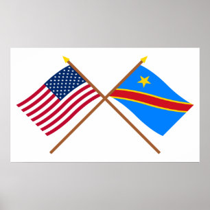 USA och Demokratiska republiken Kongo över Flaggor Poster
