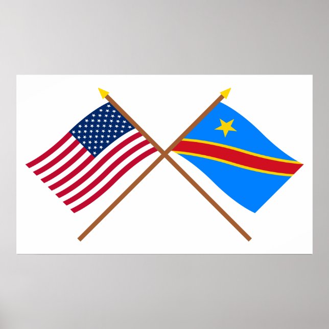 USA och Demokratiska republiken Kongo över Flaggor Poster (Framsidan)