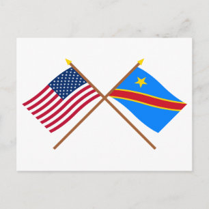 USA och Demokratiska republiken Kongo över Flaggor Vykort