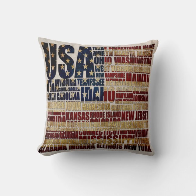 USA och deras federala stater i stars och stripes Kudde (Framsida)