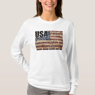 USA och deras federala stater i stars och stripes T Shirt