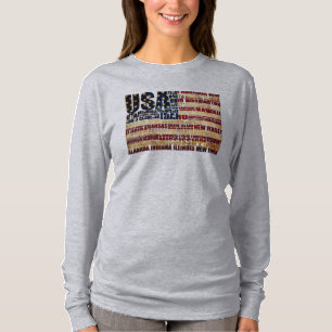 USA och deras federala stater i stars och stripes T Shirt