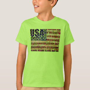 USA och deras federala stater i stars och stripes T Shirt