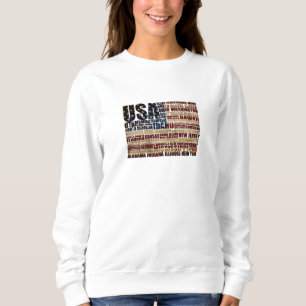 USA och deras federala stater i stjärnor och rände T Shirt