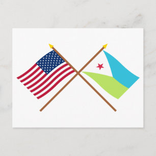 USA och Djibouti Crossed Flaggor Vykort