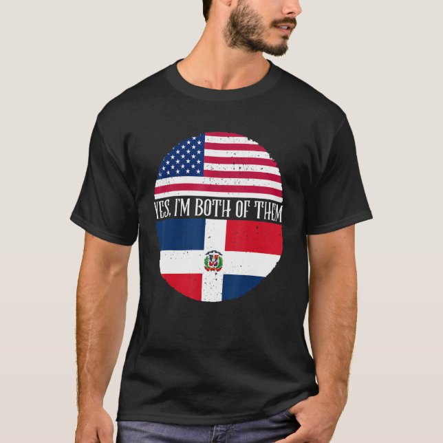 USA och Dominikanska republiken Flaggor Ja, jag är T Shirt (Framsida)