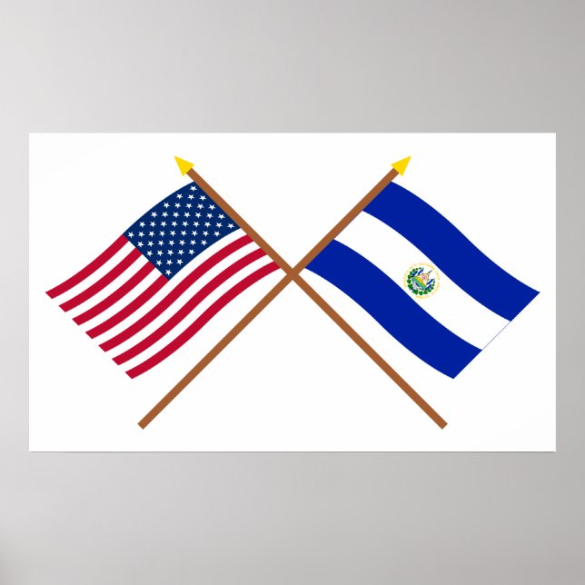 USA och El Salvador Crossed Flaggor Poster (Framsidan)